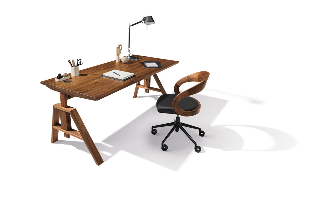 atelier desk & girado chair in walnut. photo: TEAM 7