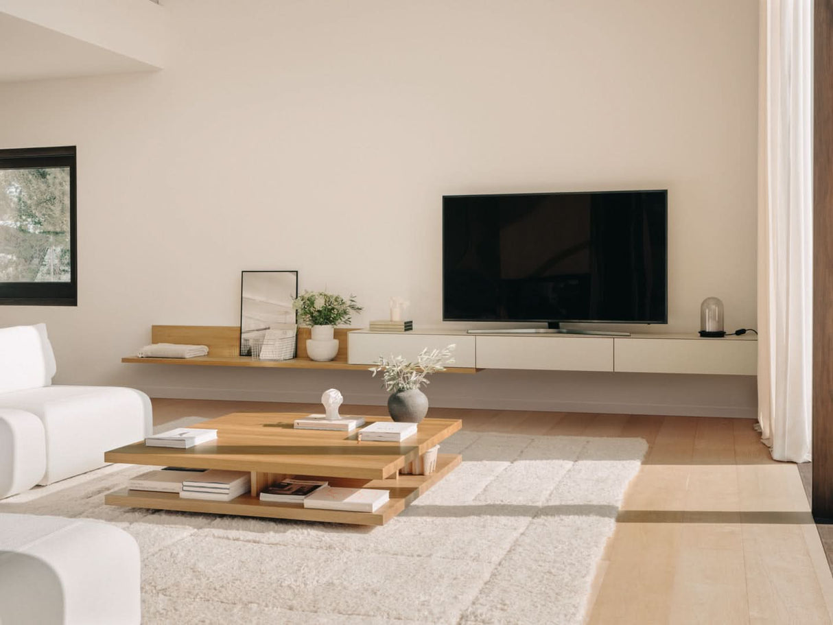 TEAM 7 c3 coffee table in natural oak. photo: TEAM 7 - Available in Canada at The Mattress & Sleep Co.