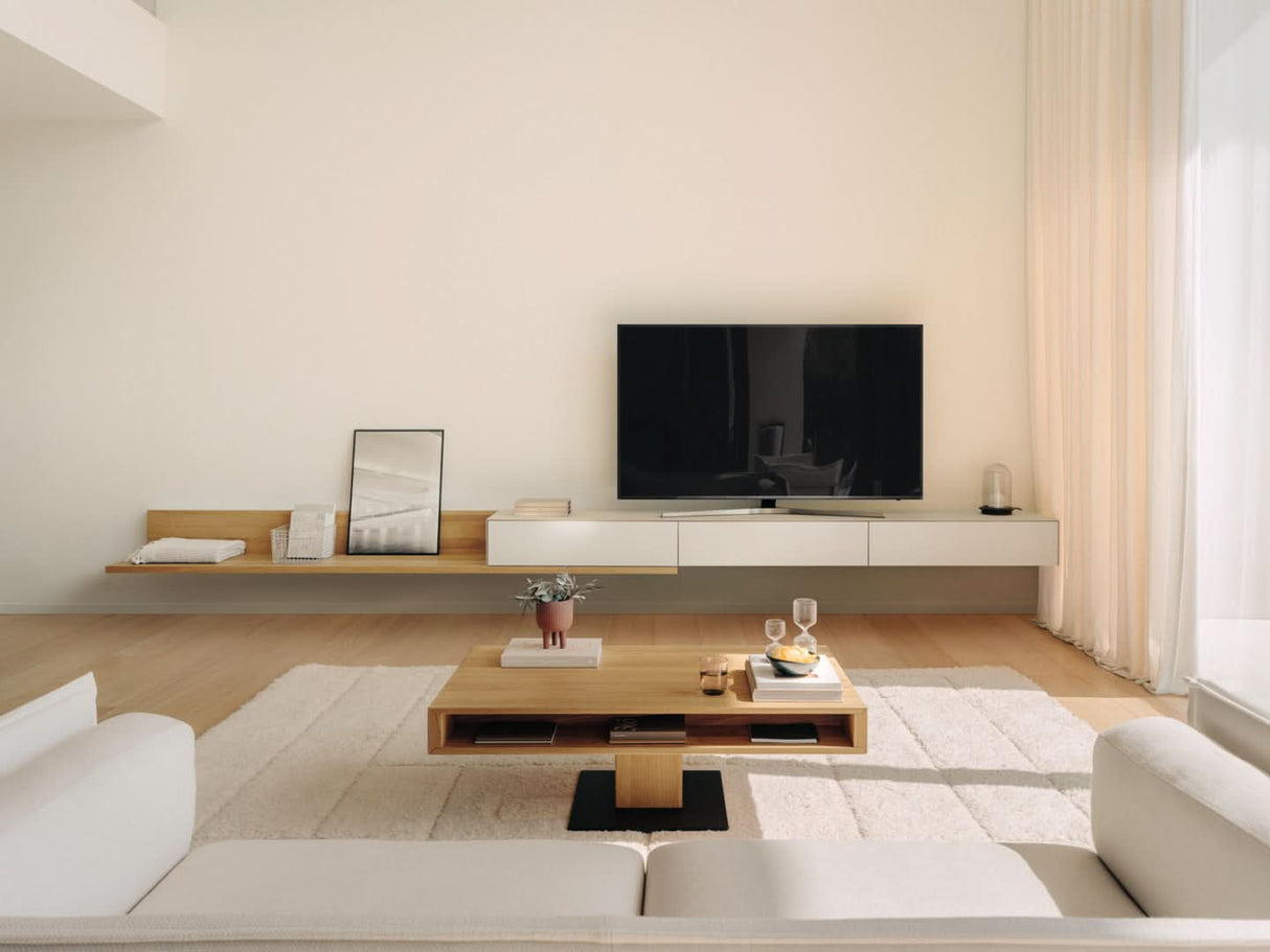 TEAM 7 lift coffee table in natural oak. photo: TEAM 7 - Available in Canada at The Mattress & Sleep Co.