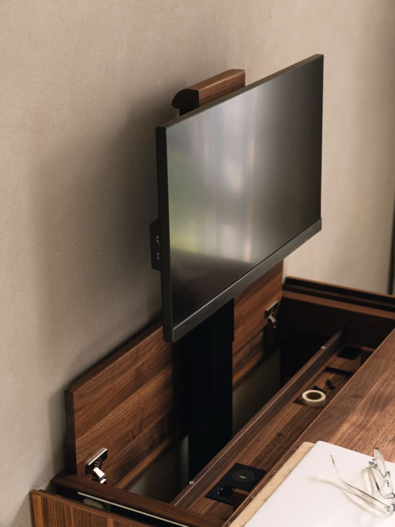 TEAM 7 filigno writing desk in walnut. photo: TEAM 7 - Available in Canada at The Mattress & Sleep Co.