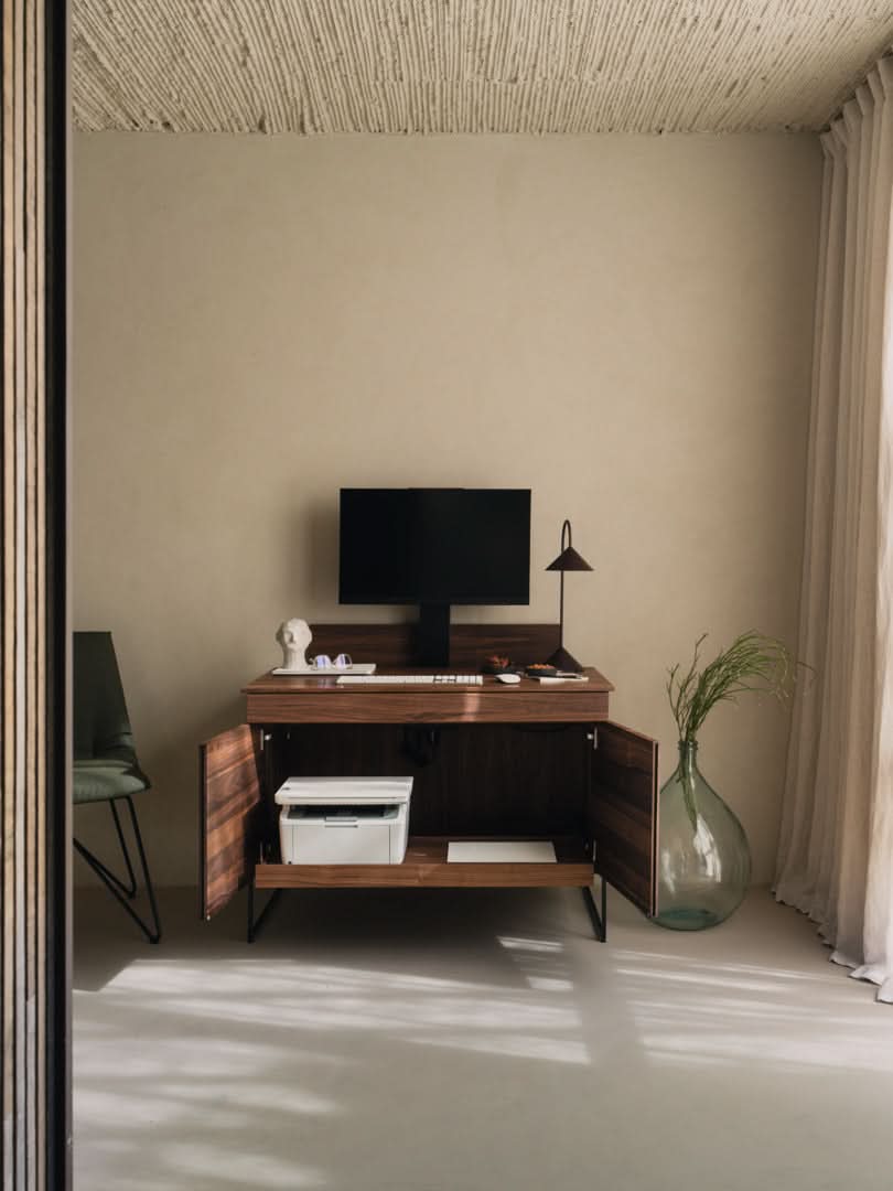TEAM 7 filigno writing desk in walnut. photo: TEAM 7 - Available in Canada at The Mattress & Sleep Co.