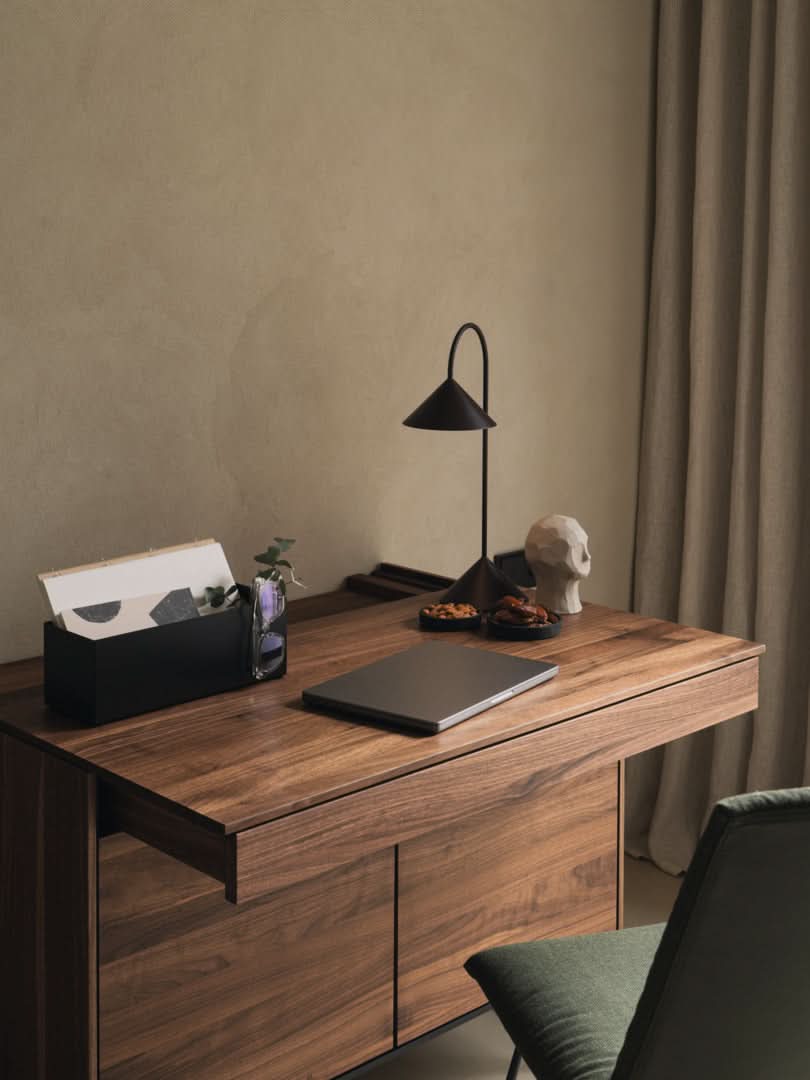 TEAM 7 filigno writing desk in walnut. photo: TEAM 7 - Available in Canada at The Mattress & Sleep Co.