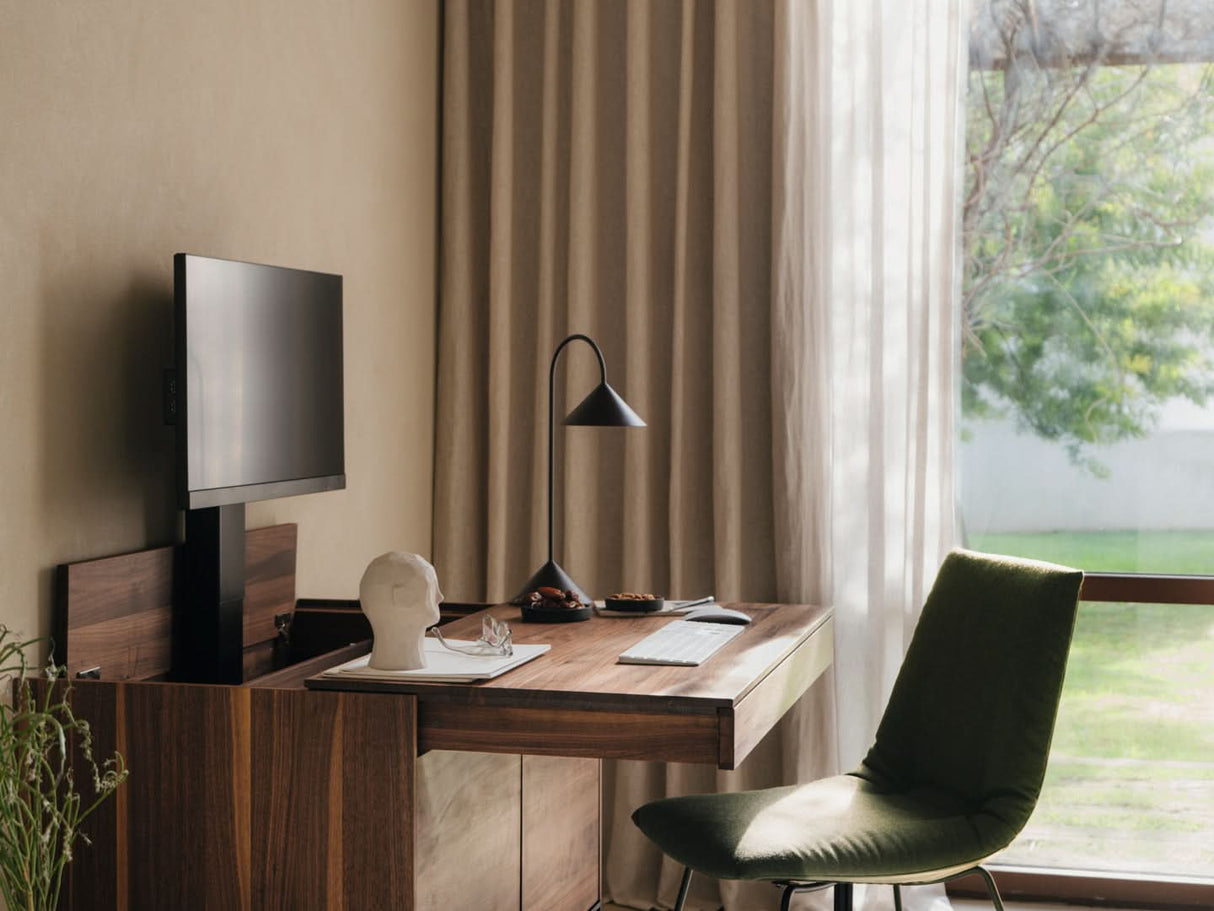 TEAM 7 filigno writing desk in walnut. photo: TEAM 7 - Available in Canada at The Mattress & Sleep Co.