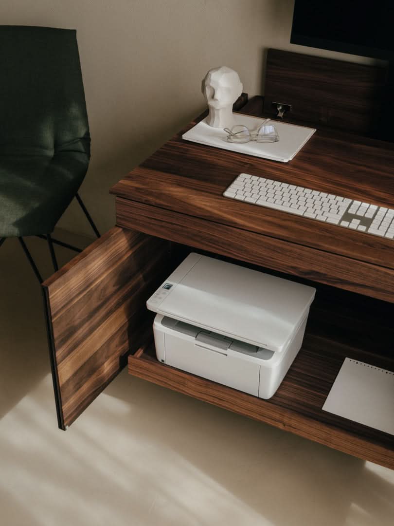 TEAM 7 filigno writing desk in walnut. photo: TEAM 7 - Available in Canada at The Mattress & Sleep Co.