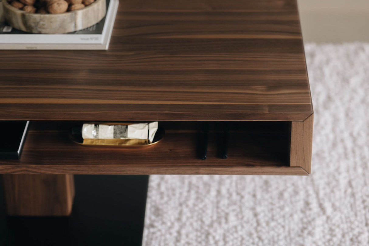 TEAM 7 lift coffee table in walnut. photo: TEAM 7 - Available in Canada at The Mattress & Sleep Co.