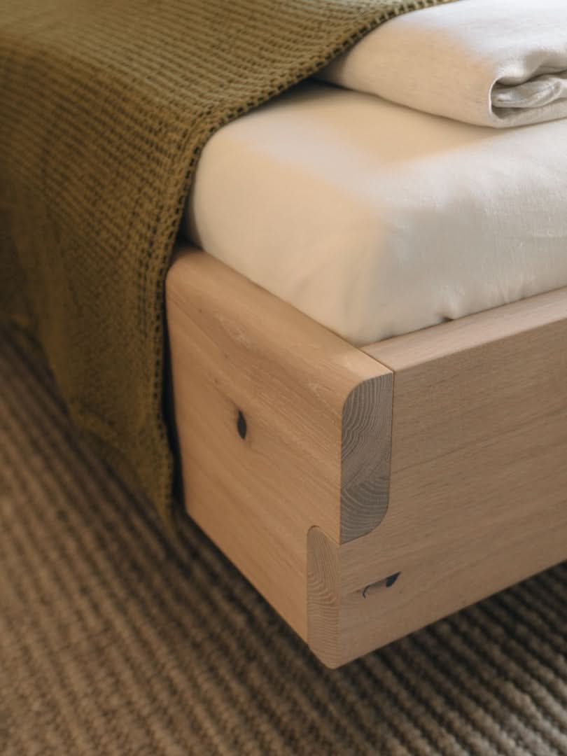 TEAM 7 nox bed in wild white oil oak. photo: TEAM 7 - Available in Canada at The Mattress & Sleep Co.