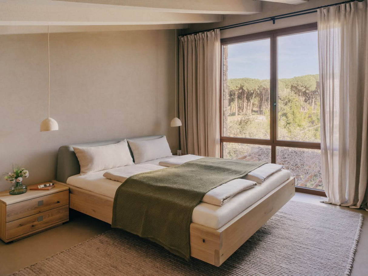 TEAM 7 nox bed in wild white oil oak. photo: TEAM 7 - Available in Canada at The Mattress & Sleep Co.