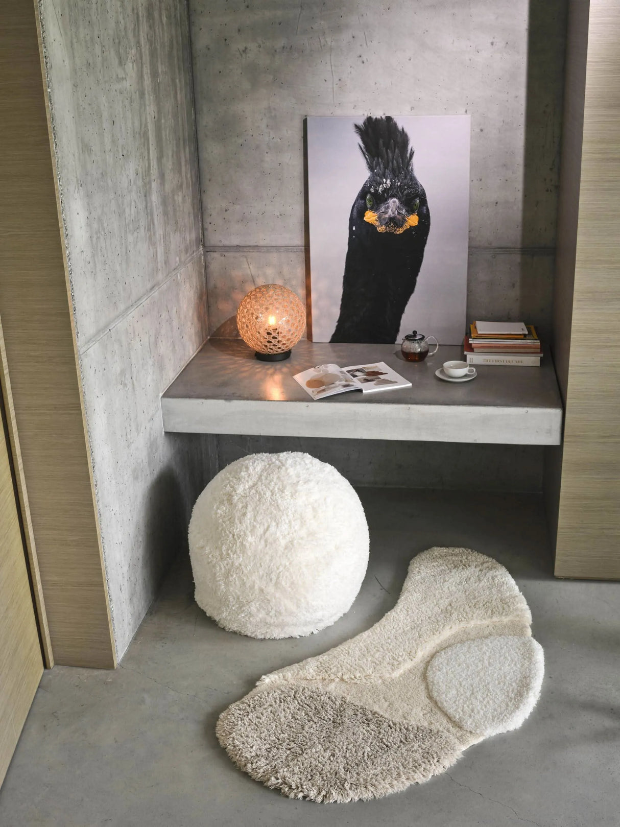 A&H Cordeira Bath Rugs feature white, ecru, ivory and linen tones and are available in two unique shapes and sizes