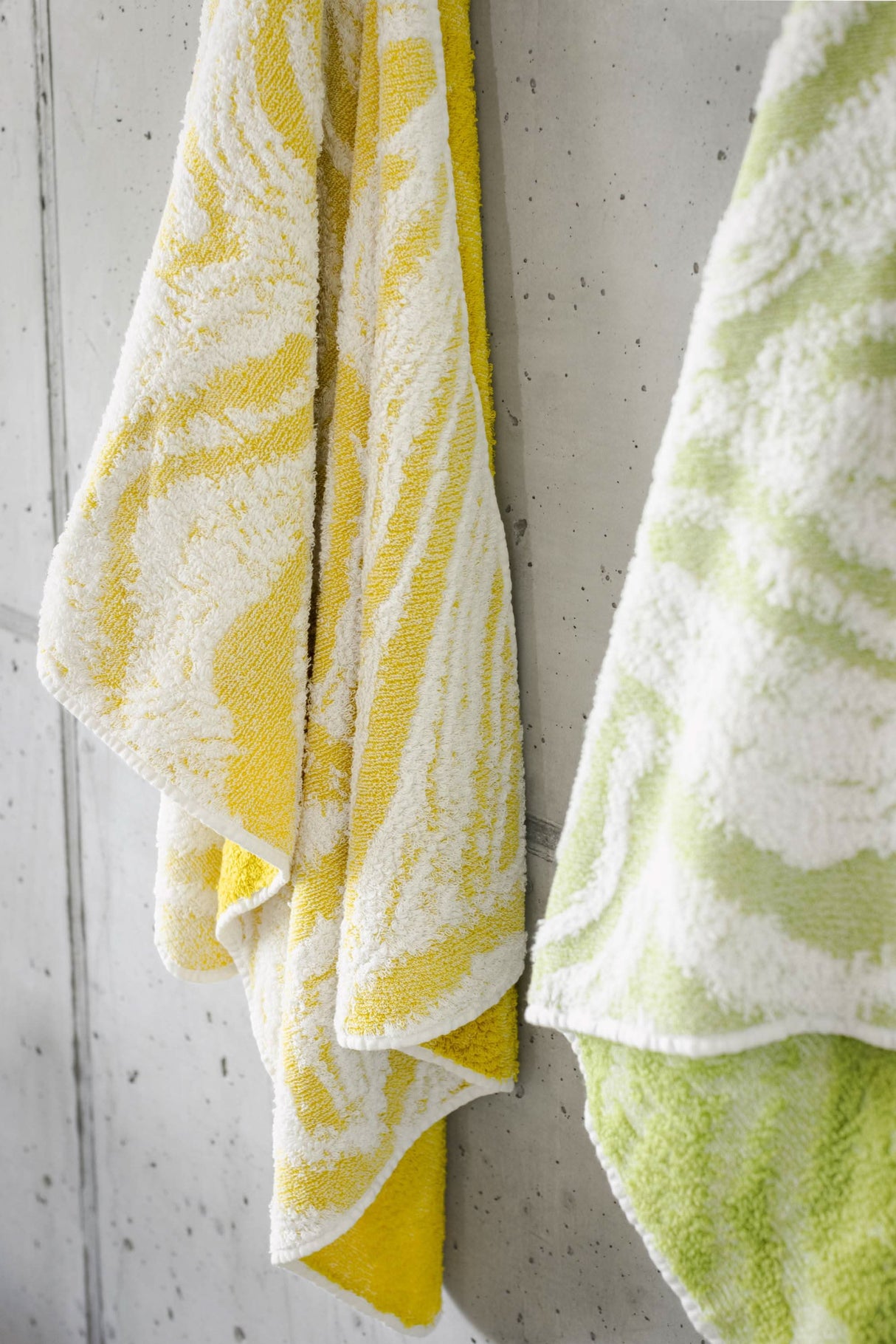 A&H Fogo Towels. Left: 278 Yuzu, Right: 165 Apple Green