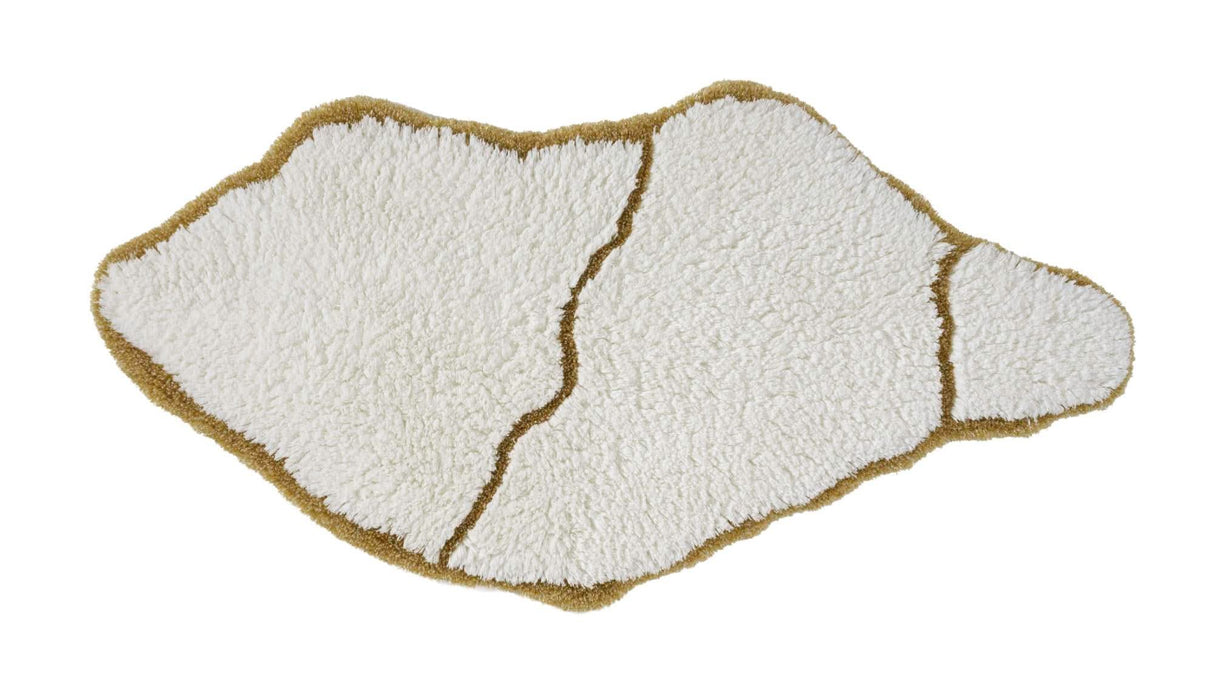 A&H Jess Bath Rug in 800 Gold. 100 White plush pile + lurex (shimmer) gold trim