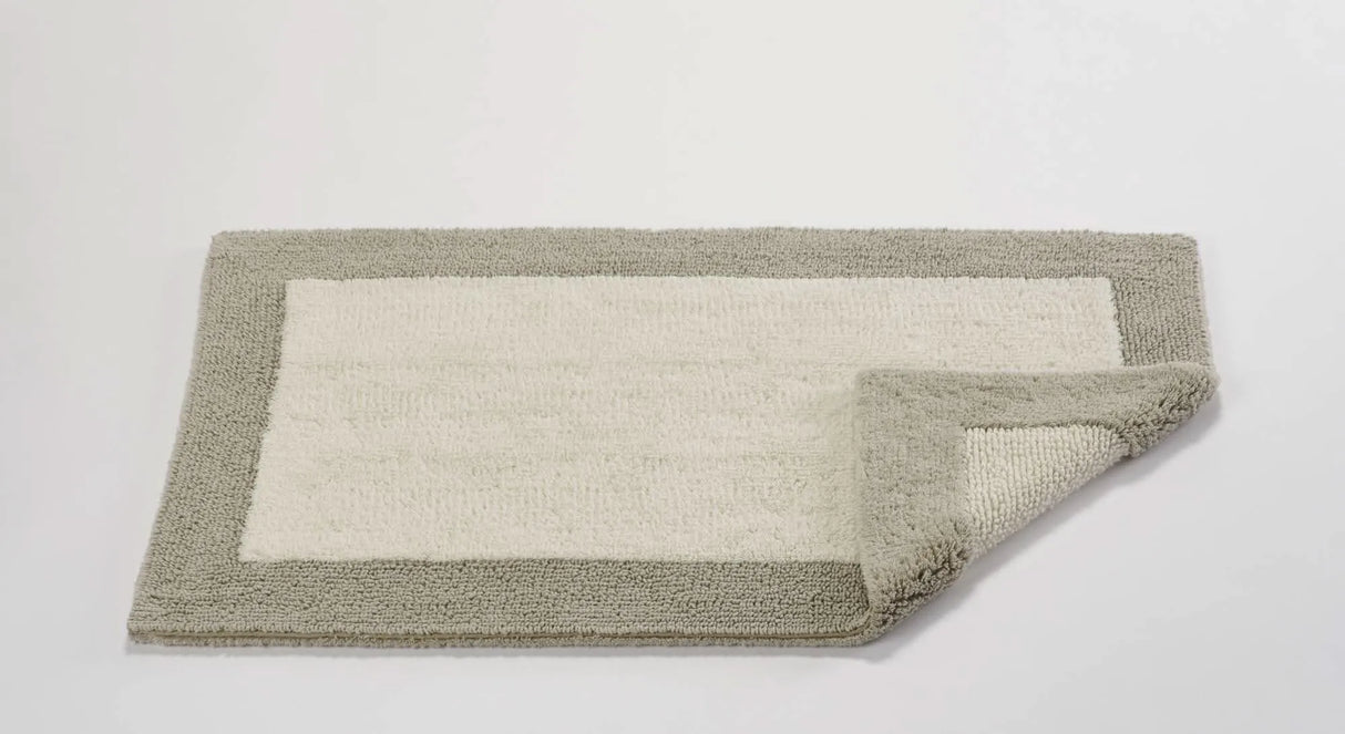 A&H Origine Reversible Bath Rug in 770 Linen (Border) and 101 Ecru (Inset). 100% Giza Egyptian Cotton Long Staple