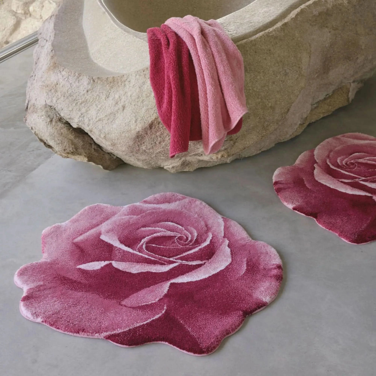 A&H Passion Bath Rug in 573 Flamingo. 100% Giza Egyptian Cotton Long Staple