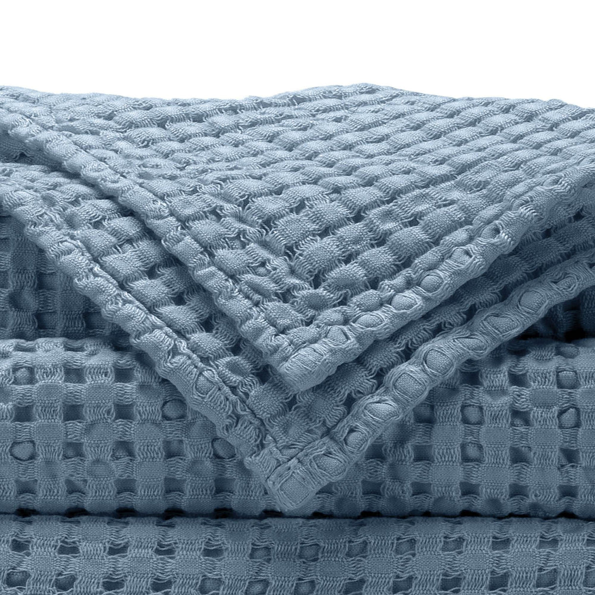 A&H Pousada Waffle Towels in 306 Bluestone
