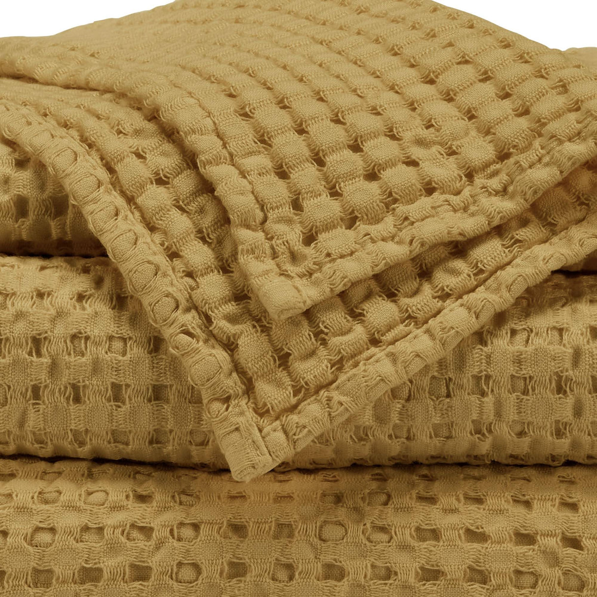 A&H Pousada Waffle Towels in 840 Gold