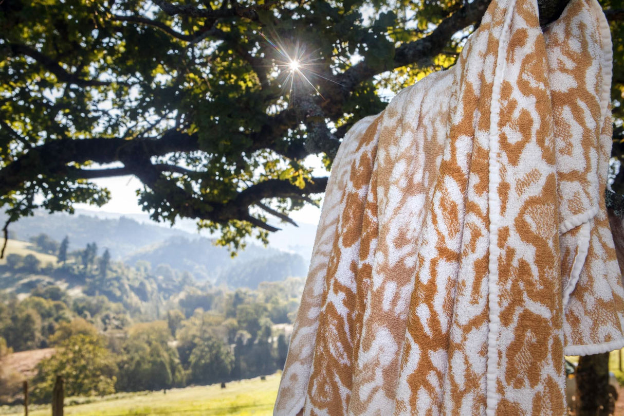 A&H Sauvage Towels, left-to-right: 714 Sand, 840 Gold, 714 Sand, 840 Gold (2)