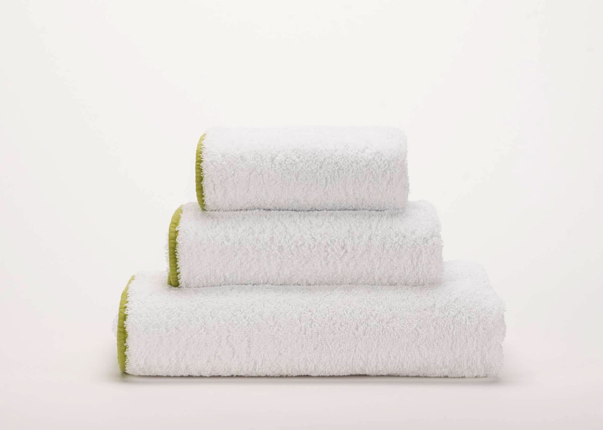 A&H Surf Face, Hand & Bath Towels in 165 Apple Green w/ 100 White base (Super Pile)