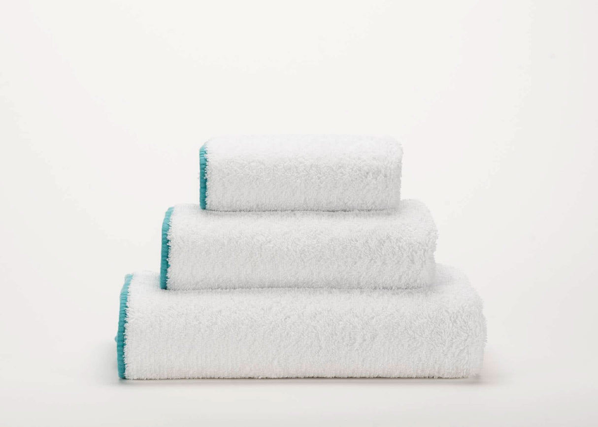 A&H Surf Face, Hand & Bath Towels in 302 Lagoon w/ 100 White base (Super Pile)