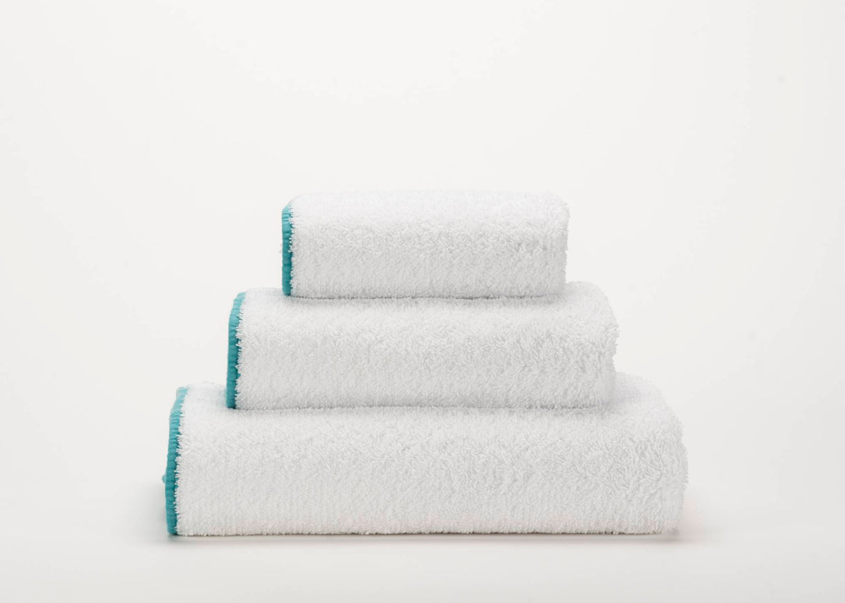 A&H Surf Face, Hand & Bath Towels in 302 Lagoon w/ 100 White base (Super Pile)
