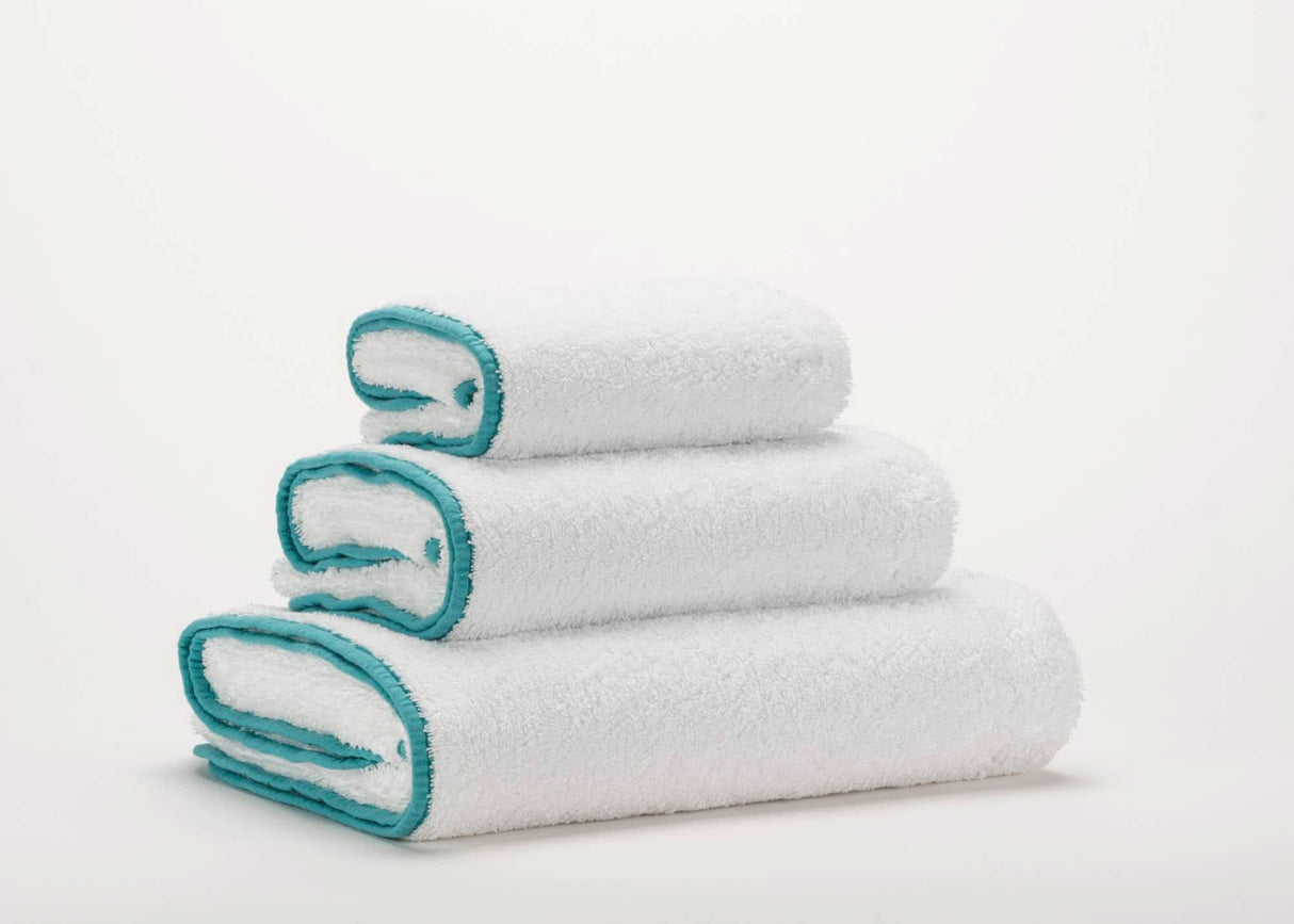 A&H Surf Face, Hand & Bath Towels in 302 Lagoon w/ 100 White base (Super Pile)