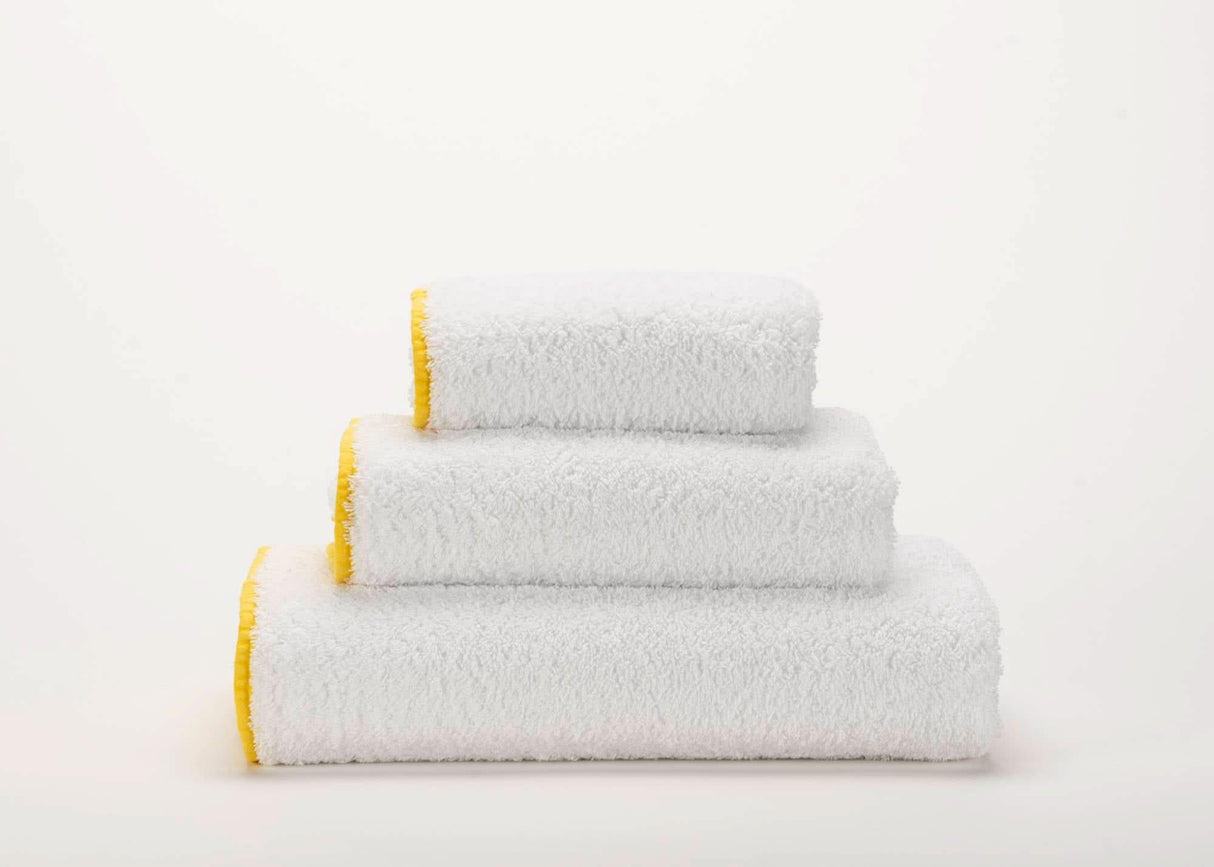 A&H Surf Face, Hand & Bath Towels in 830 Banane w/ 100 White base (Super Pile)