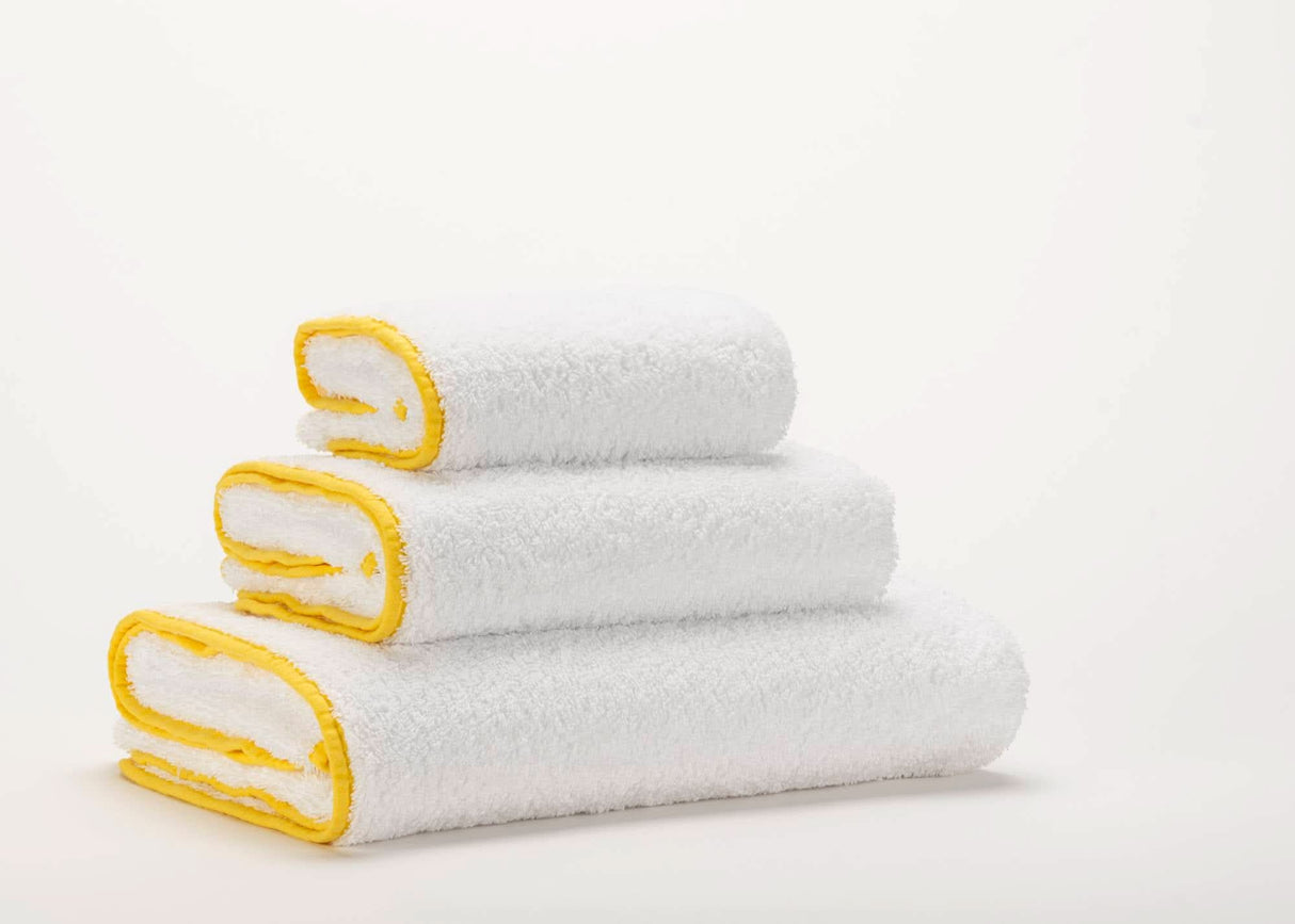 A&H Surf Face, Hand & Bath Towels in 830 Banane w/ 100 White base (Super Pile)