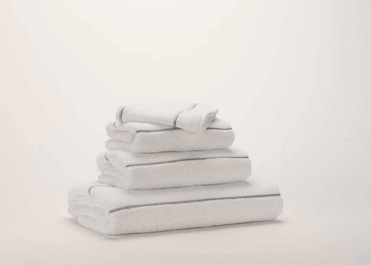 A&H Lara Embroidered Towel in 109 Silver. Lara base colour is always 100 White