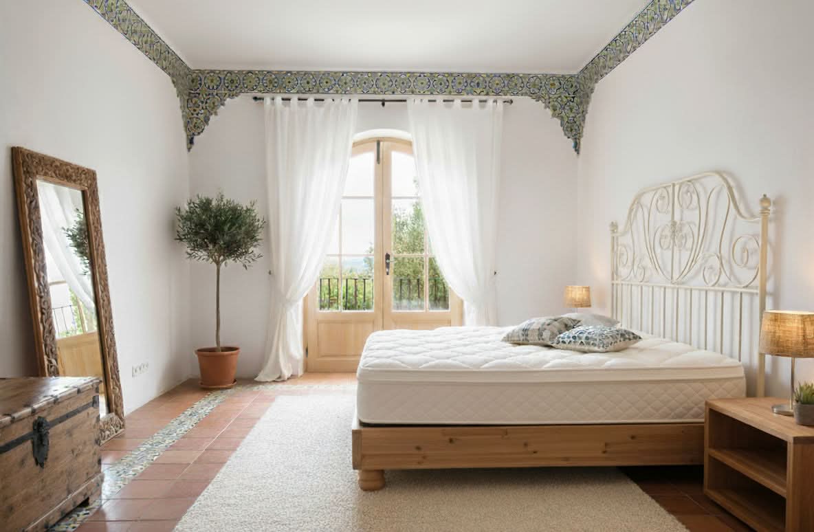 Berkeley Ergonomics Cairo in an AI-imagined Mediterranean bedroom