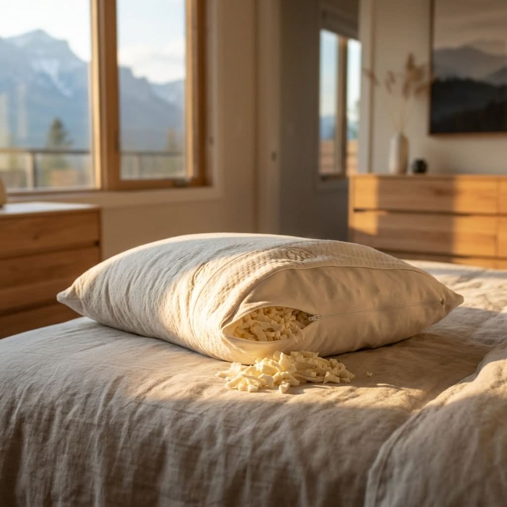 The inner-cotton cover zips open to add or remove the shredded latex fill to achieve your perfect level of support