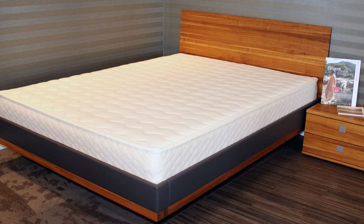 Berkeley Ergonomics Hybrid Mattress in a TEAM 7 riletto bed, in our Calgary showroom
