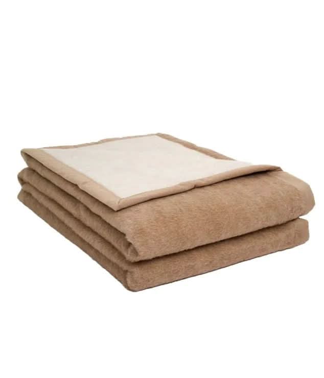 Chamois / Crème 100% Alpaca Blankets by Brun de Vian-Tiran