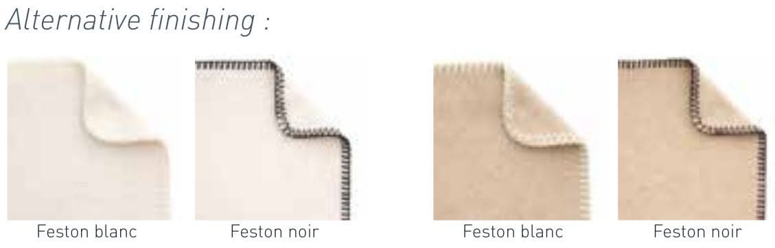 The Cachemire blanket is available on request with festoon edge stitching