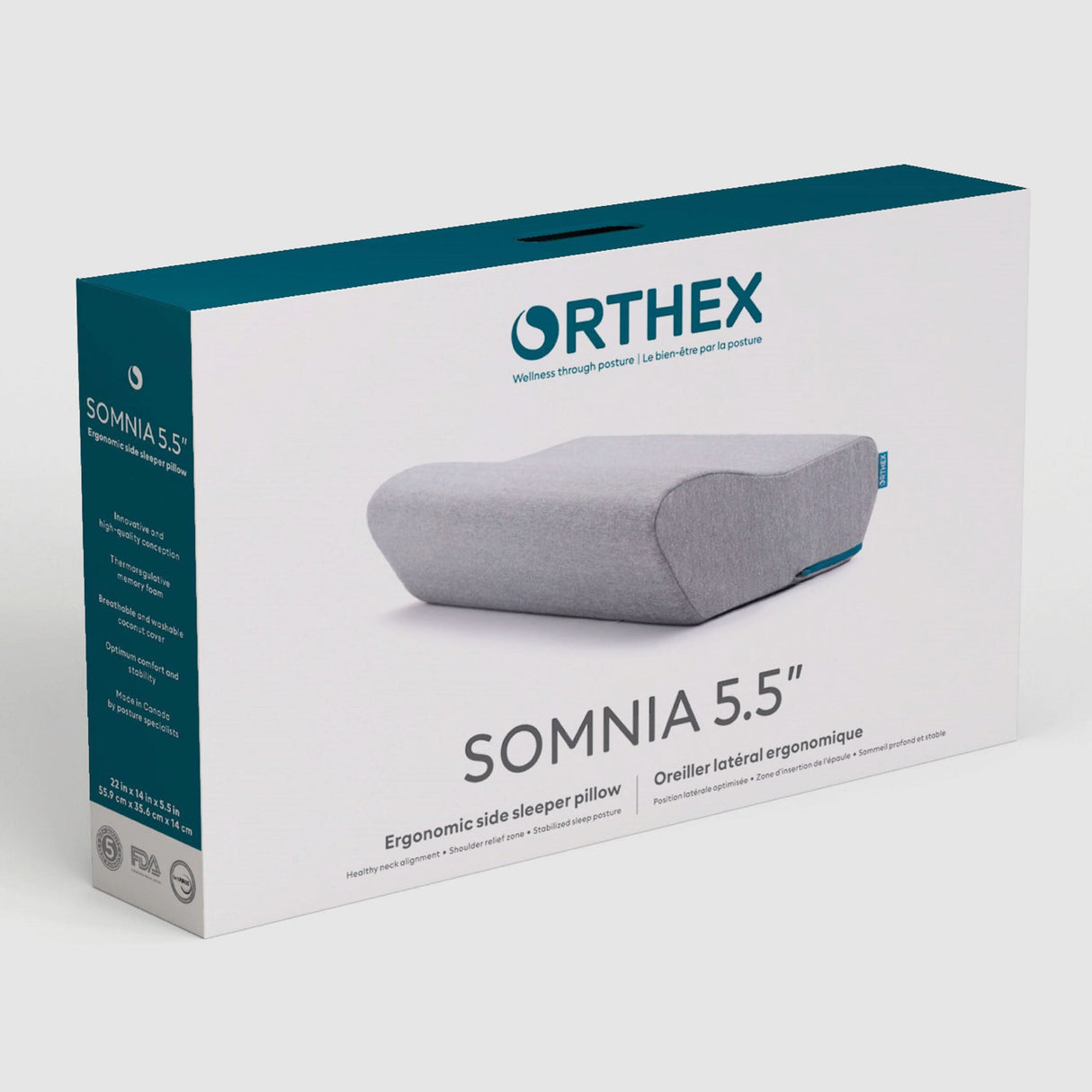 Somnia 5.5" Ergonomic Side Sleeper Pillow