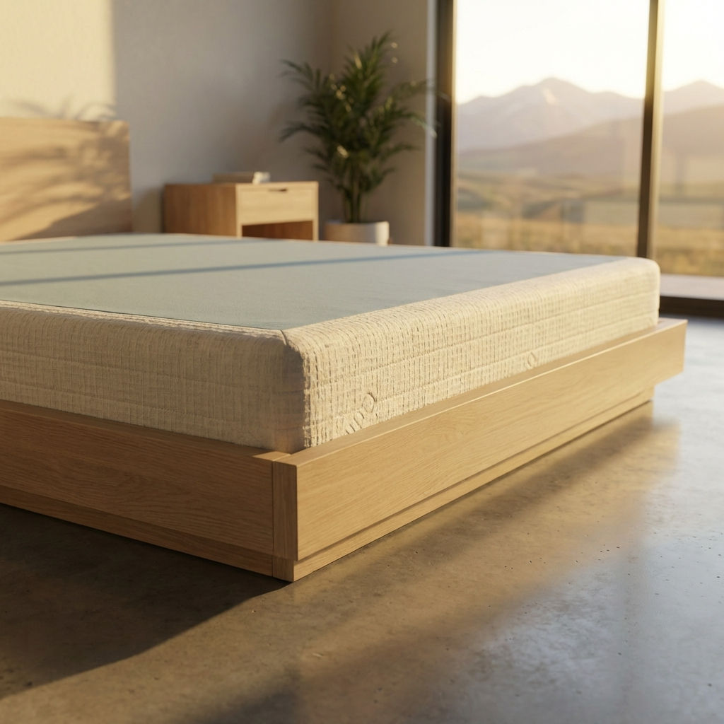 Made to our specification, this Canadian-crafted foundation will adequately support any mattress type. Shown here in a white oak bed frame, (not included)