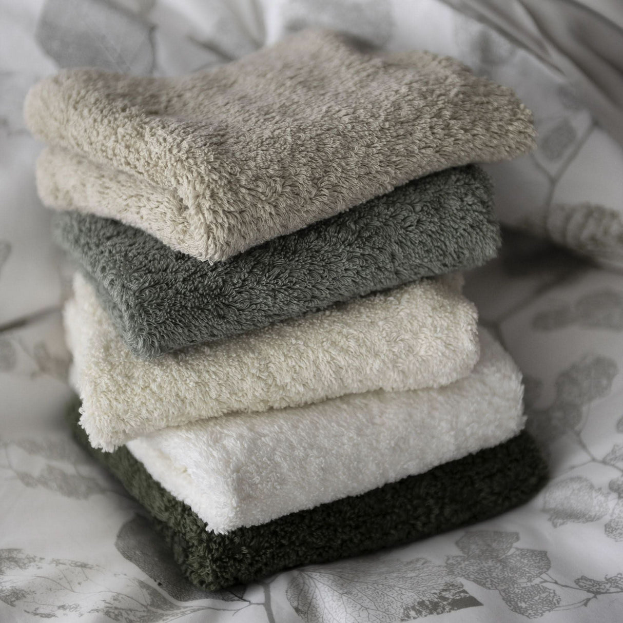 St Genève Aspen Duvet Cover with Abyss Super Pile Colours 770 Linen, 277 Laurel, 101 Ecru, 103 Ivory & 275 Khaki