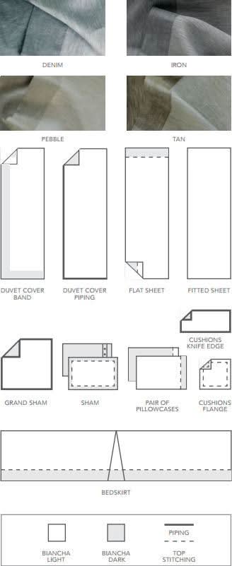 Biancha Reversible 100% Linen Sateen is customizable in-store or by calling TMASC at 1-877-750-1212