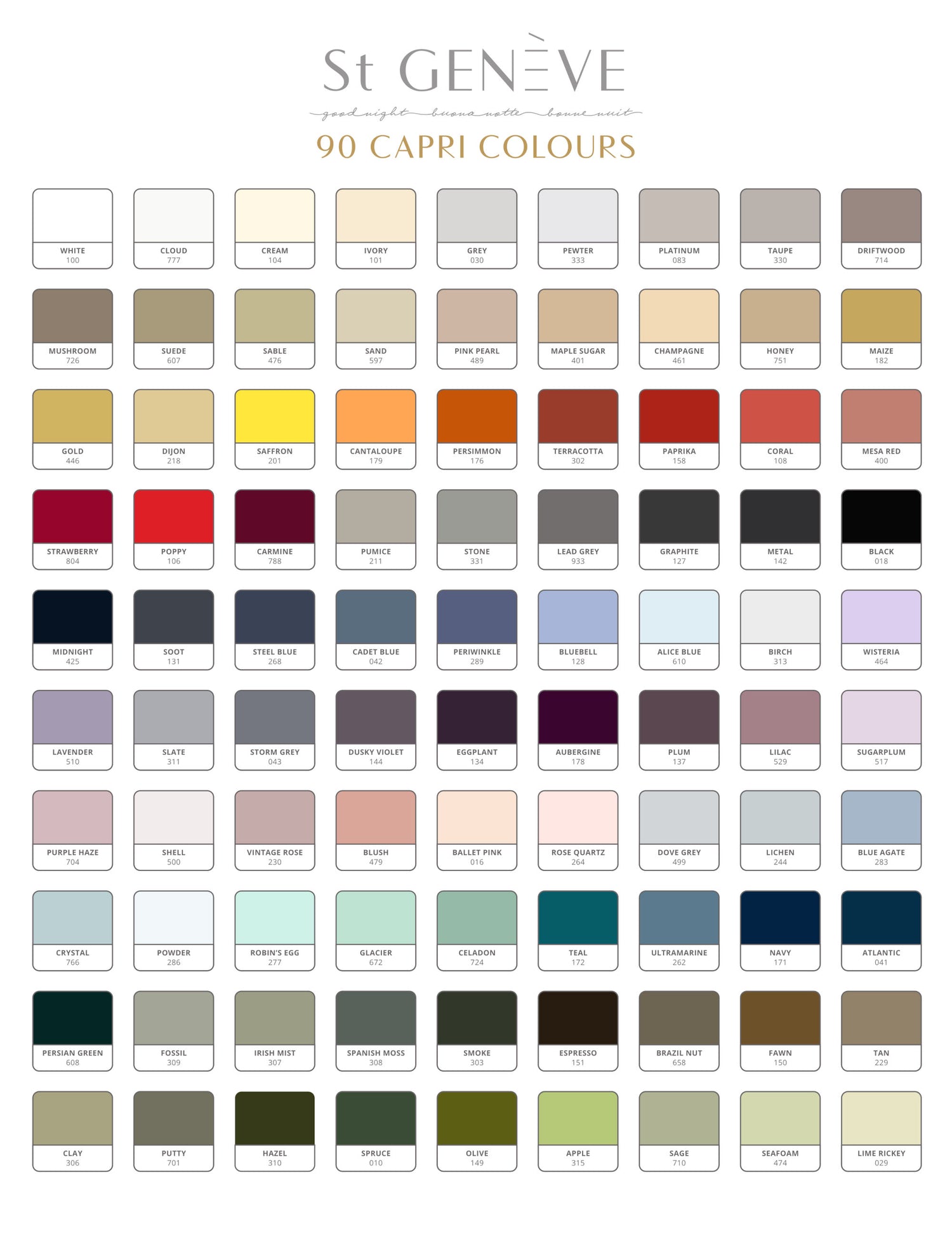Capri Extra-Long Staple Cotton is offered in 90 gorgeous colours. Fabric swatches are available in-store, or by request, we'll mail up to 3 colour swatches directly to your home