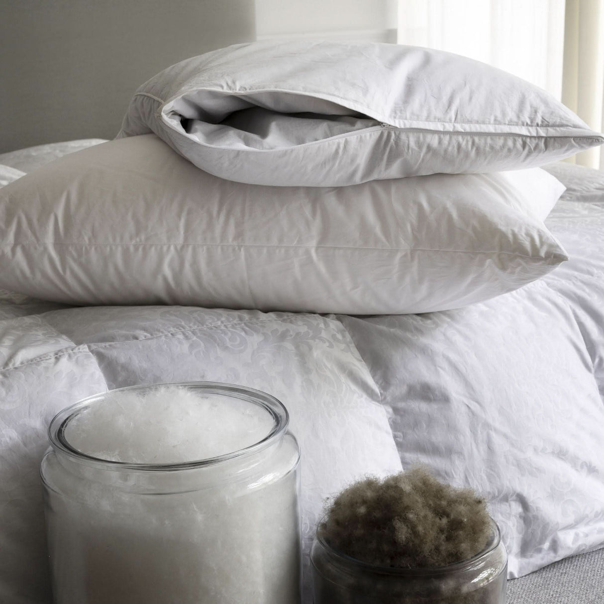 St Genève Eider Luxe pillows are uniquely constructed with a zippered outer Eiderdown envelope and a 1,000 loft Goose Down core for incredible support