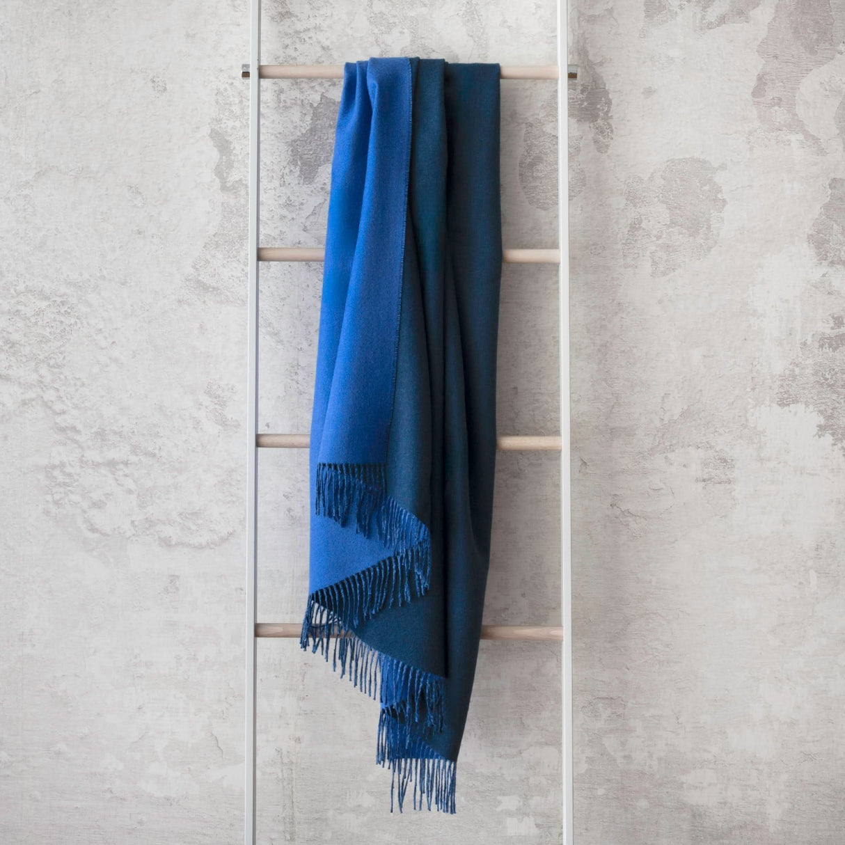 Nina baby alpaca throw in reversible Atlantic/Royal