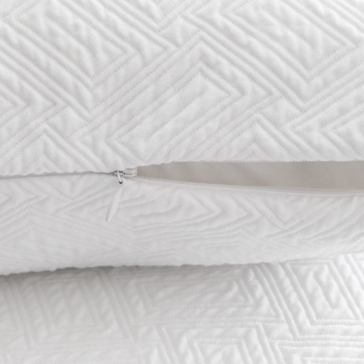 Zippered Scala Pillow Sham in White