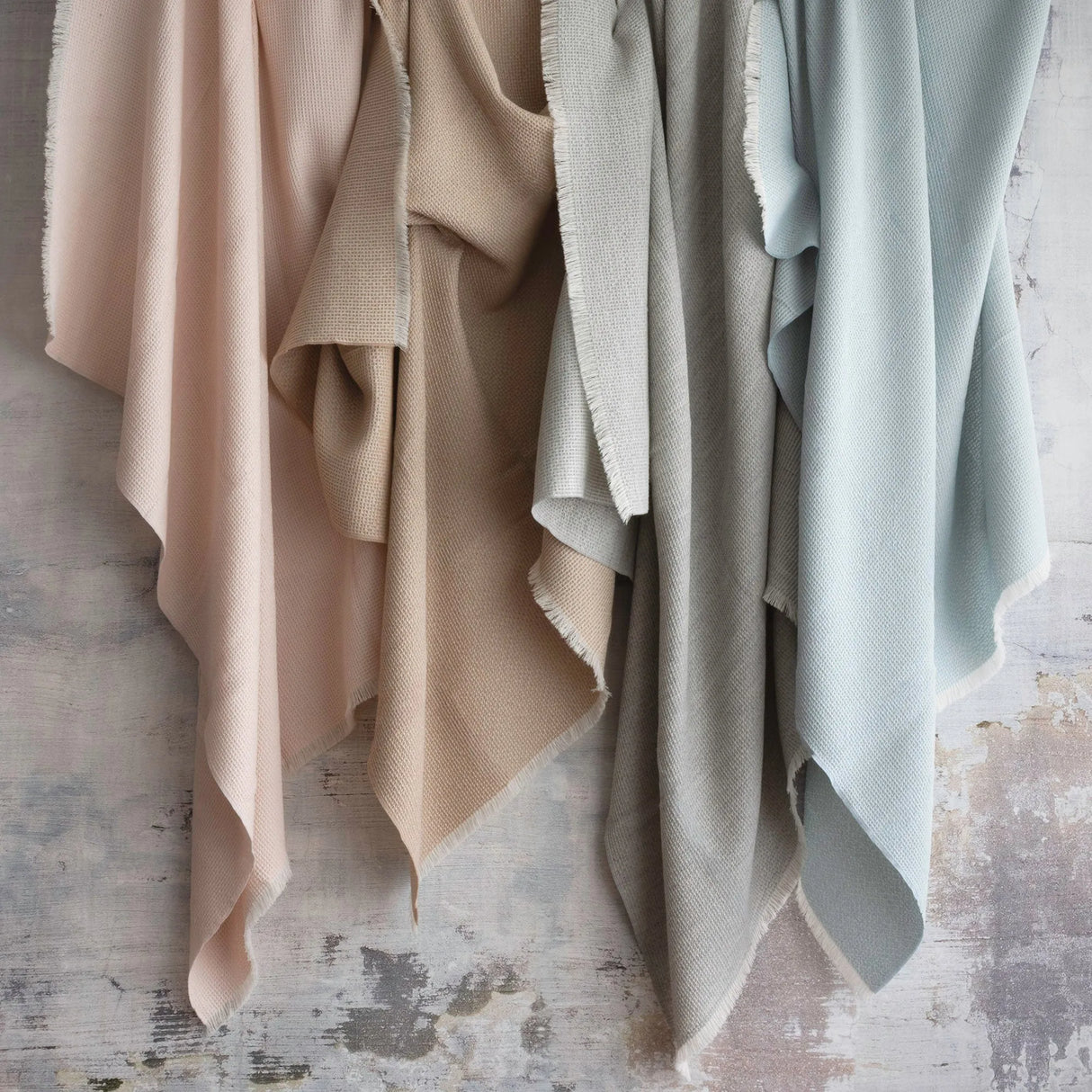 Soho Throws, Left-to-right: Cameo, Pecan, Mist & Seaglass