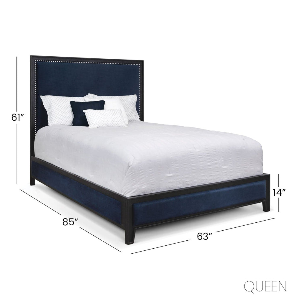 Avery Bed in Aged Iron metal finish & Chronicle Navy fabric