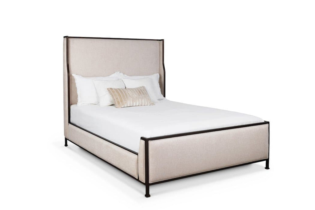 Holden Bed in Old Copper metal finish & Lyric Platinum fabric