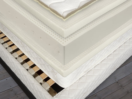 10" of 100% Natural Talalay Latex across 3 layers, with a choice of firmness for each sleeping partner. The centre 6" core is specially designed with 7 zones for incredible full body support