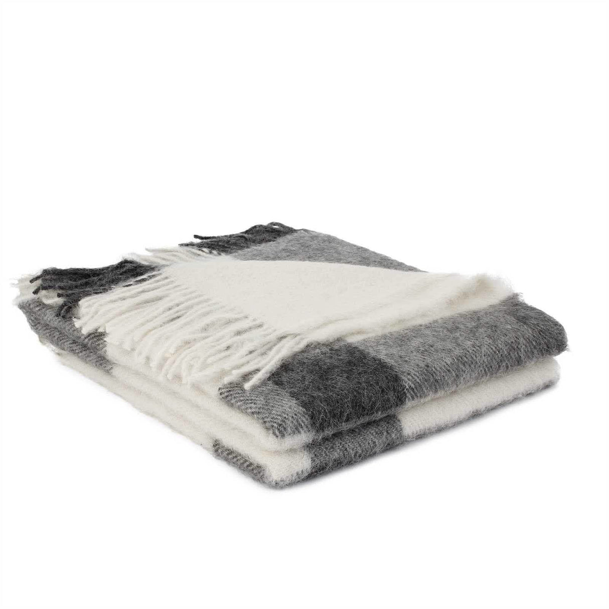 Ecossais Gris Crème (Cream & Grey Plaid) 100% Pure Alpaca Throws by Brun de Vian-Tiran of France @ TMASC in Canada