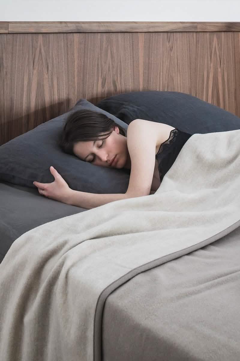 Camargue Blanket in Anthracite / Gris Moyen (double-face) by Brun de Vian-Tiran of France @ TMASC in Canada