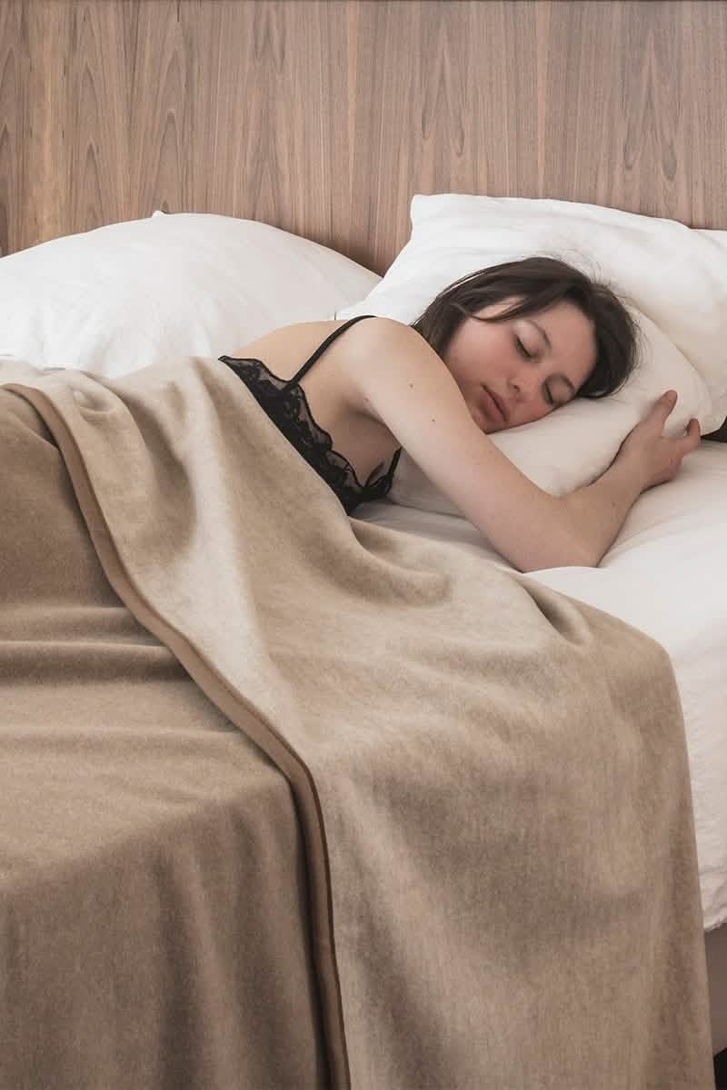 Camargue Blanket in Daim / Beige (double-face) by Brun de Vian-Tiran of France @ TMASC in Canada