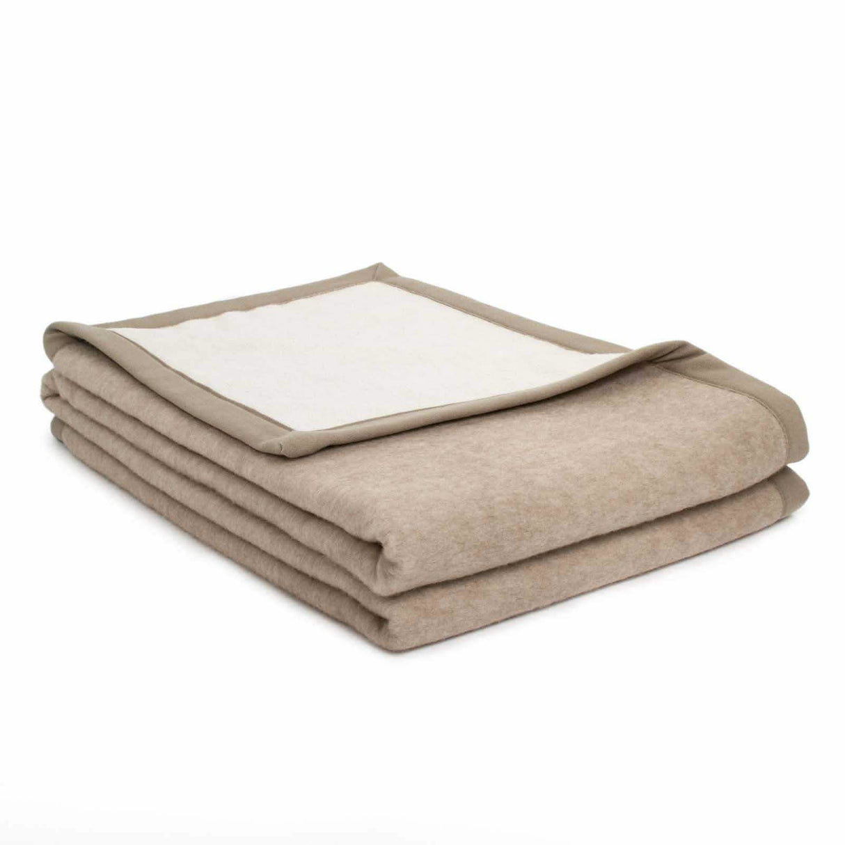 Sherpa blanket in 100% natural undyed cashmere (Gris/dark side) and 100% natural merino wool (white/light side)