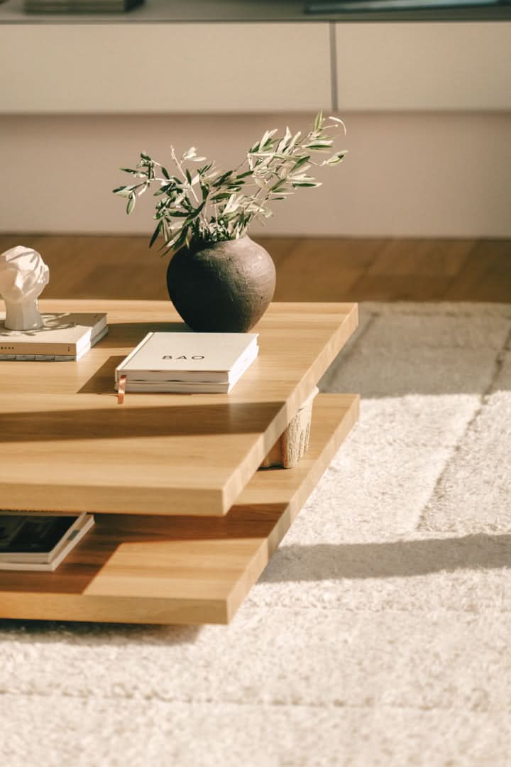 TEAM 7 c3 coffee table in natural oak. photo: TEAM 7 - Available in Canada at The Mattress & Sleep Co.