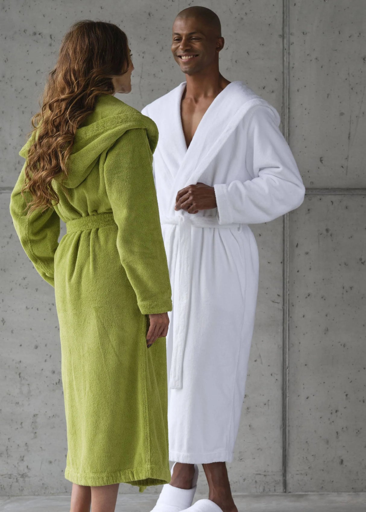 A&H Alex Robes. She's wearing 165 Apple Green and he's wearing 100 White