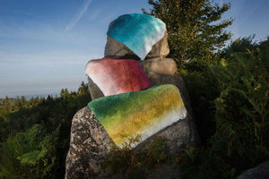 Aurore Rugs, Top: 320 Duck. Middle: 514 Baton Rouge. Bottom: 205 Forest. 29 x 39" size shown here.